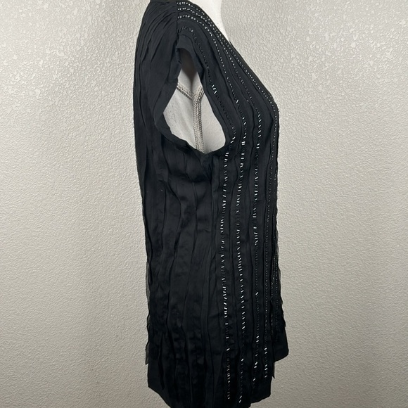 Obey Black Beaded Scoop Neck Tunic Top Size XS - Picture 4 of 7